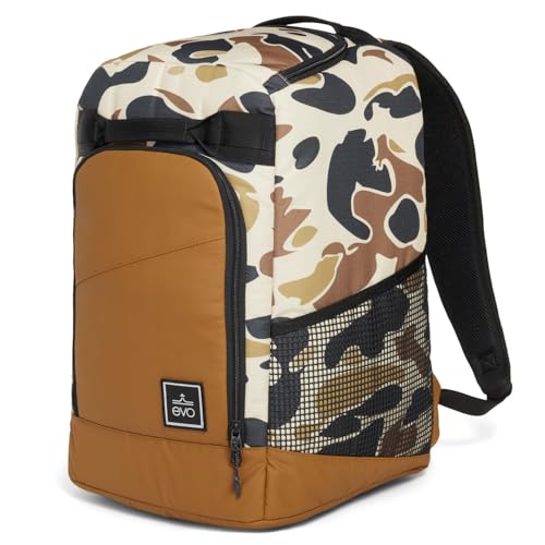 evo 50L Boot Pack - 600D Recycled PET Ripstop Tarpaulin Lined Padded Shoulder Harness Top Helmet Pocket Waterproof Backpack for Ski and Snowboard Gear