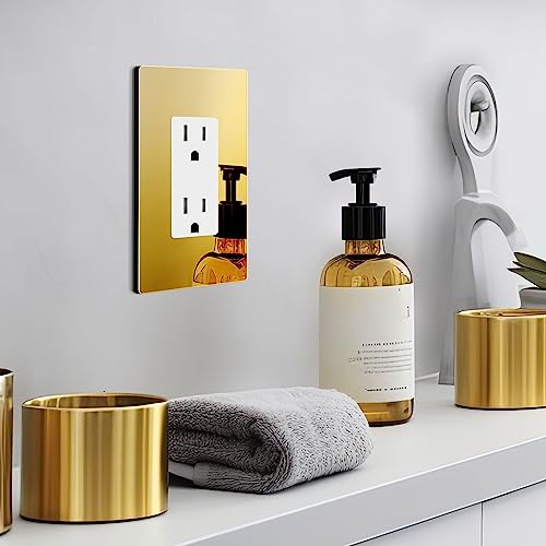 Image of LIDER Decorator Wall Plate, Impact Resistant, Plexiglass, Reflective Finish, Modern Upgrade, Screwless Light Switch /Outlet Cover, Mid-Size 1-Gang 4.88 inch x 3.11 inch, Acrylic, Mirror Glass Gold, 1-Pack