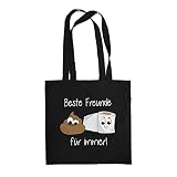 Fashionalarm Stoffbeutel - Beste Freunde für Immer | Beutel Baumwolltasche Klopapier Toilettenpapier Kacke Haufen Geschenk Idee Freundschaft, Schwarz One Size