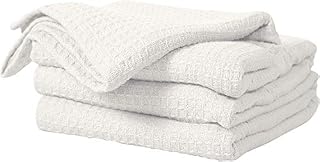 Amazon Brand - Umi Large Size Cream Natural 100% Cotton Traditional Woven Honeycomb Waffle Chair Sofa Bed Blanket Throw Over Cover Bedspread (Ivory, 60"x80")