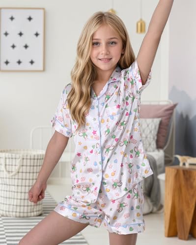Ugly Girls Summer Outfit, Kids 2 Piece Button Down Monkey Beach Shorts Set Cute Animal Y2k Preppy Loungewear3