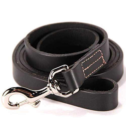 Logical Leather Dog Training Leash - Full Grain Leather Lead For Large Dogs - Black #TOP16