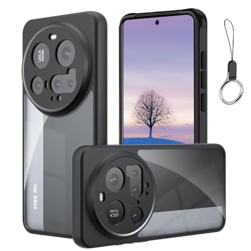 Xiaomi 15 Ultra 5G 用 ケース 透明のデザイン クリアケース 米軍MIL規格取得 ハイブリット TPUバンパー PCマイクロドット加工 耐衝撃 黄ばみなし 指紋防止 擦り傷防止 Xiaomi 15 Ultra 5G-クリアブラック