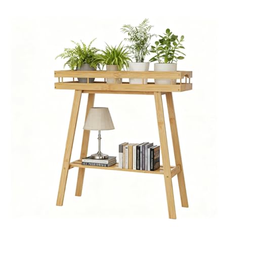 BAMBANG Bambus-Pflanzenständer Indoor, 2-stufiger kleiner Pflanztisch...