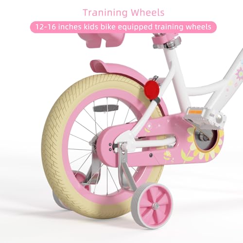Image of Glaf Toddler Girls Bike for Age 2-9 Years 12 14 16 20 Inch Kids Bike | Girls Bicycle,Toddler Bike,Doll Seat, Basket, Adjustable Seat, Bell,