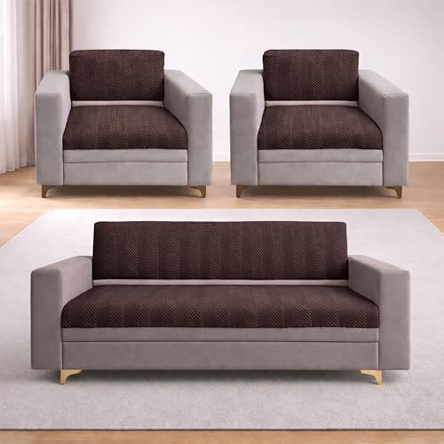 Image of Homerz Premium Velvet Sofa Cover Panel | Soft & Velvety Fabric | Rich Vibrant Colours | Sofa Protector for Living Room (Brown, 5 (3+1+1) Seater, Seat Cover with Backrest)