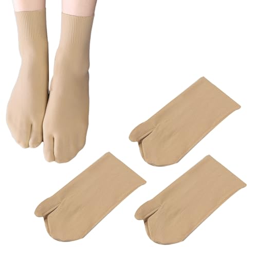 3 Pair Women Japan Tabi Socks, Split 2 Toe Sandals Thin Breathable Crew Ankle Socks for Athletic Summer Run Spring
