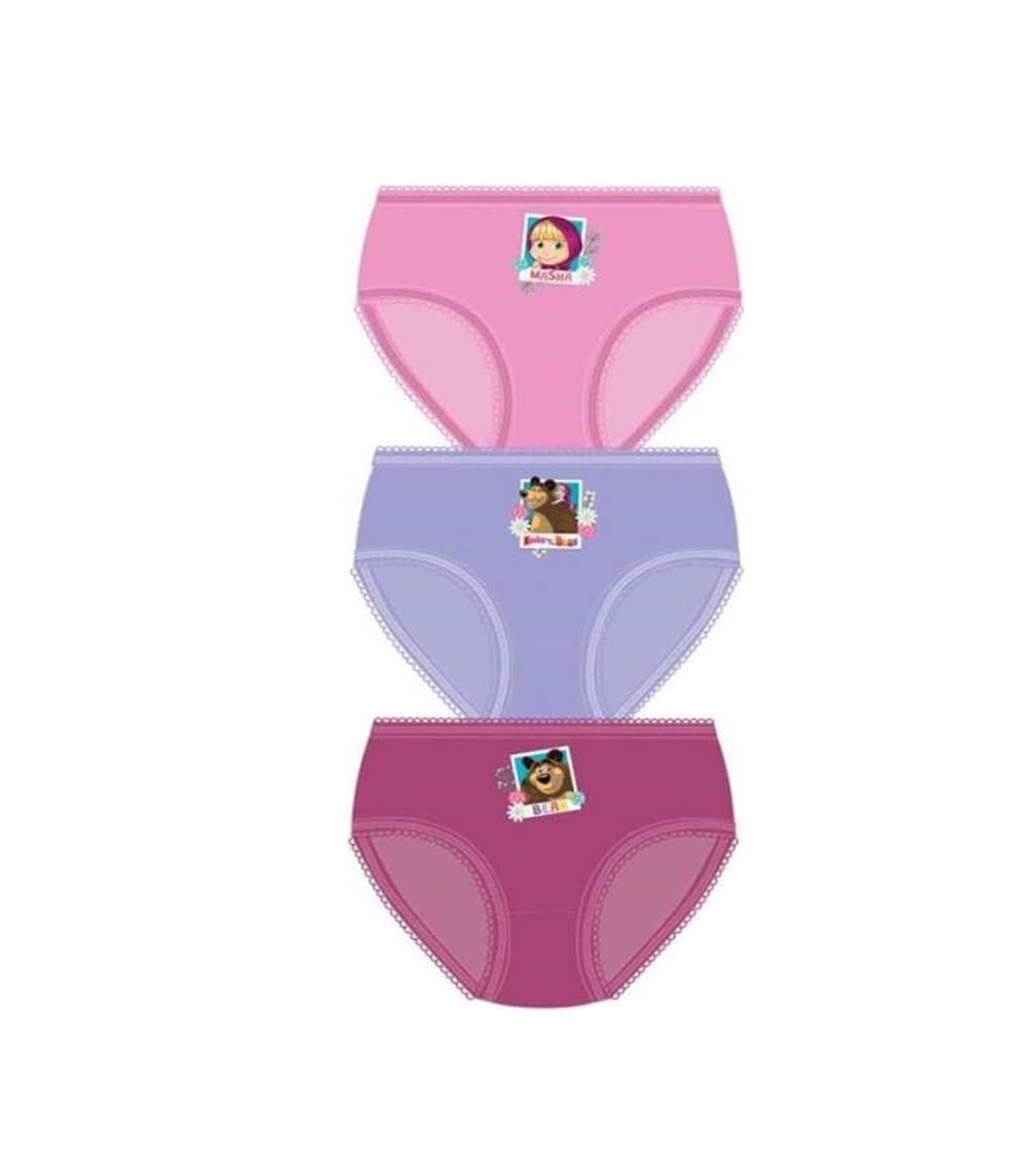 Tdp Textiles Ltd. Girls Assorted Childrens Kids Character Masha Andthe Bear Briefs Pack Of 3 (Uk, Age, 3 Years, 4 Years, Regular, )
