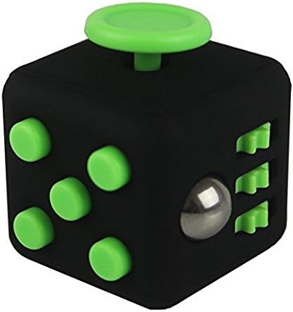 Loveface Fidget Cube Relieves Stress And Anxiety, Fidget Toy Fun Cube Anxiety Attention Toy for Children and Adults with ADHD ADD OCD Autism-Black/Green