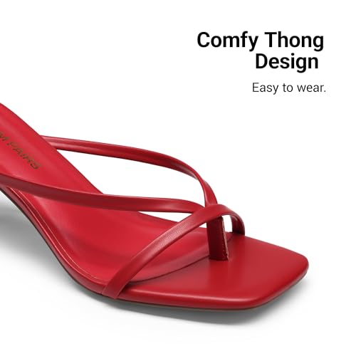 Image of DREAM PAIRS Kitten Heels for Women Flip Flops Slip on Low Heels Open Square Toe Thong Heeled Strappy Sandals Slides Comfortable Dress Shoes