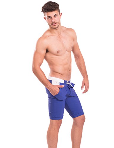 Taddlee Swimwear Men Swimsuits Long Basic Solid Blue Swim Boxer Brief Trunks3