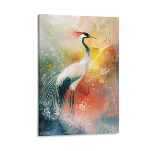 Image sur toile grue à couronne rouge de qualité premium, œuvre murale VSFCRQRQ salon moderne