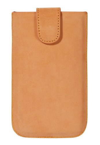Bazoo Echt Leder Universal Handy Tasche mit Magnetverschluss & Pull-Zipper für Samsung Galaxy S2 orange
