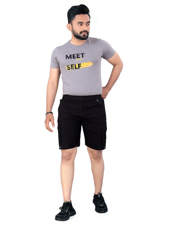 ONLY Cotton Regular fit Stylish Cargo Shorts for Men's Black in black