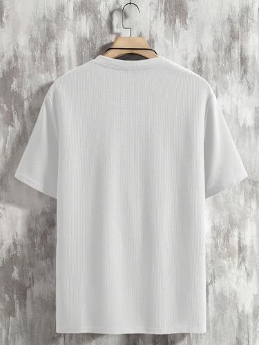 Image of TAGDO Men's Waffle Knitted V Neck|T Shirt for Man|Waffle|Cotton|Casual| Regular Fit Tees (2012)