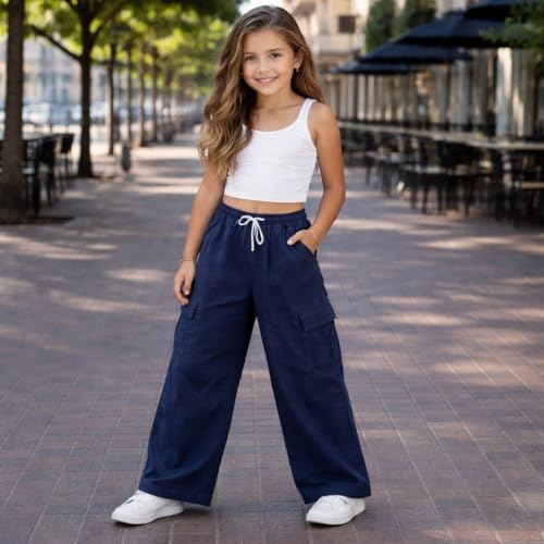 Image of T2F Girls Cotton Baggy Fit Cargo Pants (Pack of 3)