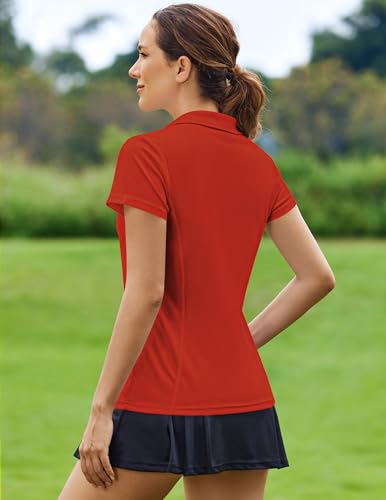 Image of PINSPARK Womens Golf Shirt Short Sleeve Polo V-Neck Quick Dry Tennis Tops | Moisture-wicking Breathable Fabric, Classic Collar, Slim Fit, Ideal for Golf Tennis Pickleball Casual