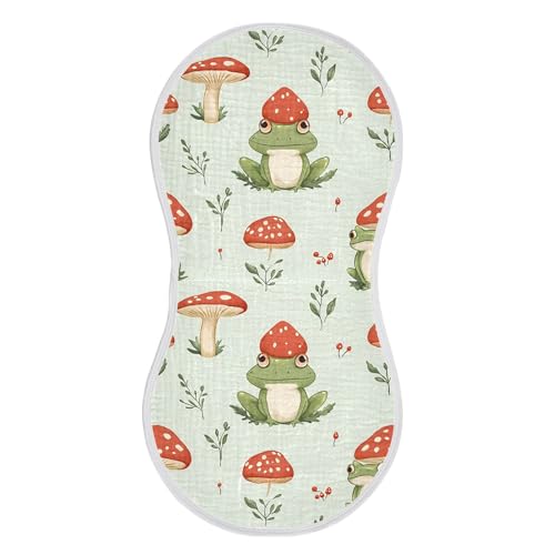 Frog and Mushroom Baby Burp Cloths, Cotton Soft Absorbent Burp Cloth, Baby Bib Cloths Spit Up Rags for Newborn Boys Girls, 1 Pack, 22”x11”