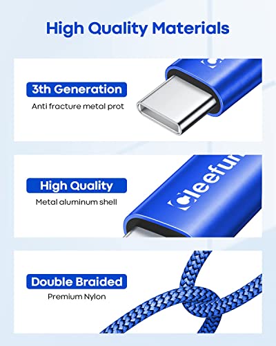CLEEFUN Cavo USB C [1m, 2 Pezzi], 3 A USB Tipo C a USB A Cavo di Ricarica Rapida con Treccia di Nylon per Galaxy S10 S9 S8 S22 S21 S20 A13 A22 A52 A53 A32 A50 A51