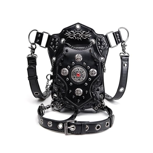 Sac randonnée chaîne pack punk cuir véritable ajustable taille unique