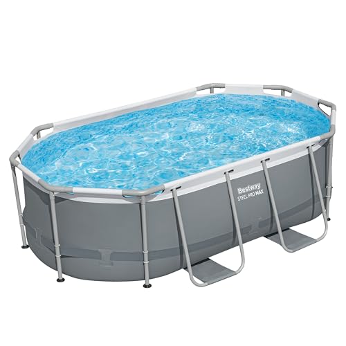 Bestway Power Steel Frame Pool Set mit Filterpumpe 305 x 200 x 84 cm, grau, oval