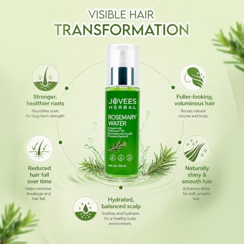 Image of Jovees Herbal Rosemary Water Hair Growth Spray with Follicusan DP 100ml | Mist Spray for Hair Fall, Strengthens Follicles & Boosts Hair Growth | Adds Shine | Non-Greasy, Lightweight |For All Hair Type