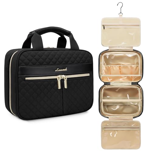 Beauty Case da Viaggio Donna da Appendere Impermeabile Trousse Trucchi Necessaire Alta Capacità porta da Accessori Utili Makeup Bag con Gancio nero