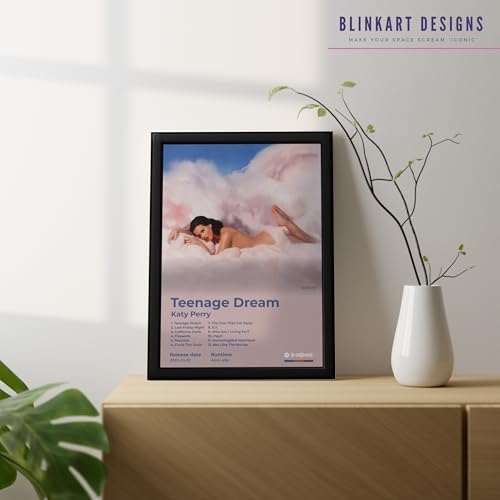 Image of BLINKART Katty Perry - Teenage Dream Wall Photo Frames | Wall Art for Bedroom, Living Room, Studio or Office | Album Cover Print with Spotify Song Link QR Code | Gift for Fans - 8x12 In