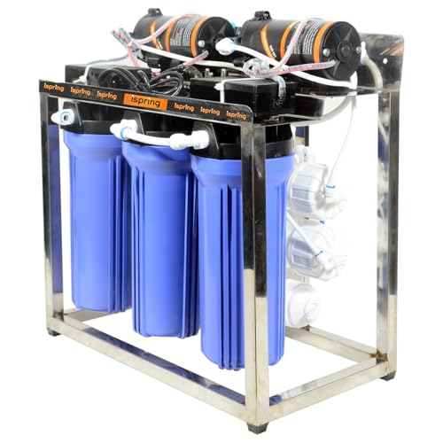 Image of iSpring 25 LPH double purification commercial RO water purifier Plant 25 Liter Per Hour Blue Stainless steel Full Automatic with TDS Adjuster