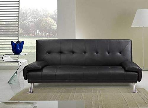 Bagno Italia Divano letto sofà 194x110x40 in ecopelle nero o bianco o microfibra beige o grigio reclinabile design moderno per sala soggiorno modello Sibilla I modern