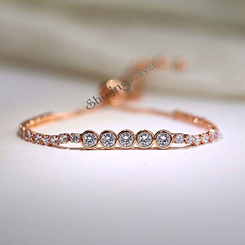 Image of Shining Diva Fashion Full Crystal Charm Stylish Gold Plated Charm Bracelet for Women