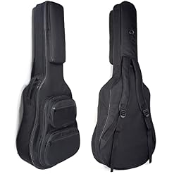 Okllen Housse de guitare acoustique de 104 cm, rembourrage de 0.7 cm d’épaisseur, Noir , Étui de guitare épais et imperméable avec bandoulière réglable et boucle de suspension arrière - Les Beatles, Paul McCartney, John Lennon, RIngo Starr, George Harrison