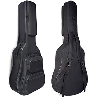 Okllen Housse de guitare acoustique de 104 cm, rembourrage de 0.7 cm d’épaisseur, Noir , Étui de guitare épais et imperméable avec bandoulière réglable et boucle de suspension arrière - Les Beatles, Paul McCartney, John Lennon, RIngo Starr, George Harrison