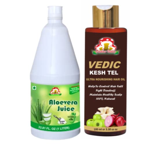 ALOEVERA JUICE 1000ML & VEDIC KESH TEL COMBO