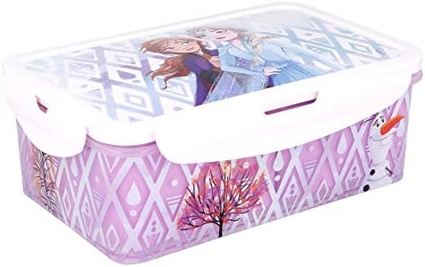 Frozen 2 Kids Rectangular Lunch Bento Food Box Container with Removable Compartments 1190ml Leak Proof, BPA Free
