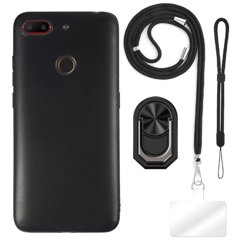 ESCAMOT [4 en 1] Funda Compatible con ZTE Nubia N3 con Lanyard, Correa de Mano y Anillo, Funda Protectora Antigolpes Kit de Viaje (Conjunto Negro)