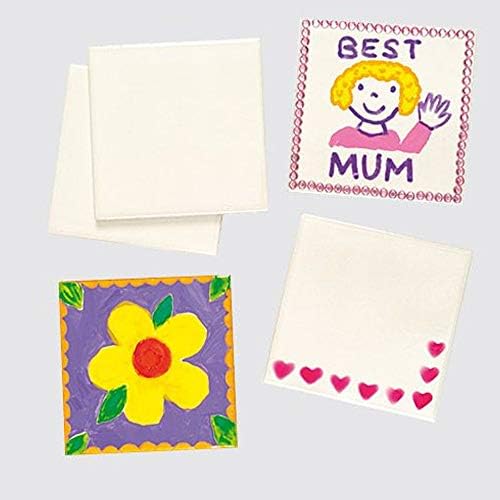Baker Ross EK3336 Paint Your Own Coasters (Pack of 6) Creativity for Kids to Decorate and Display, Ceramic, 9.5cmx9.5cm
