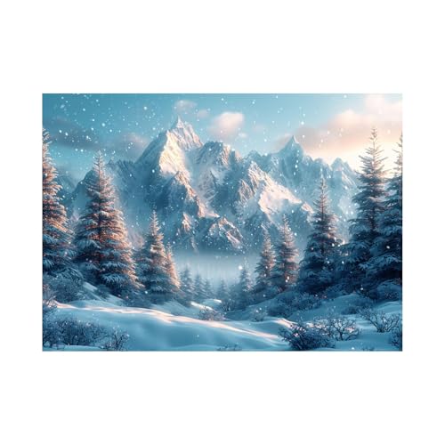 Tableau moderne montagnes d'hiver pour décoration de salle de bain