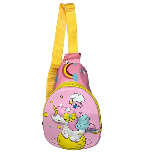 Image of Kids Small Cartoon Design Sling Crossbody Shoulder Bag for Boys & Girls, School Travel & Casual Backpack with Adjustable Strap for Children & Toddlers