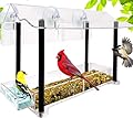 Nature Gear Acrylic Clear Bird Feeders for Window Viewing, Weather Resistant & Easy to Clean with Sliding Tray, Clear Window Bird Feeder with Strong Suction Cups, Column