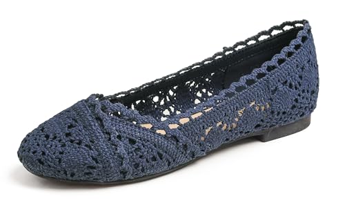 Image of FEVERSOLE Women's Comfort Breathable Knit Crochet Shoes Lace Ballet Flats