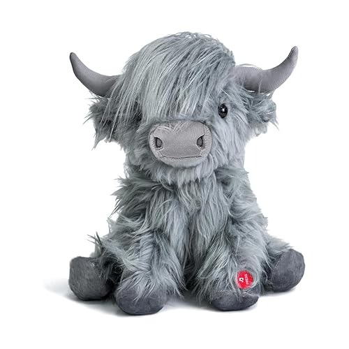 Tonpect Highland Cow Stuffed Animal with Mooing Sound, 10 inch, Cuddly Farm Cow Toy for Boys Girls Gift Decoration