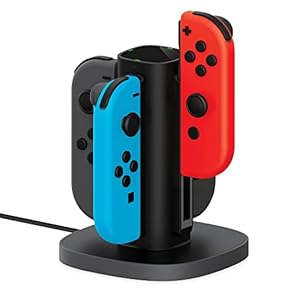 TALK WORKS Joy-Con Charger Dock For Nintendo Switch Gaming Controllers – 4-Remote Docking Charging Station,USB Compatible w/ Switch OLED (Black)