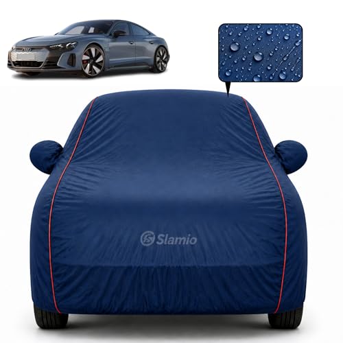 Image of Car Cover for Audi e-tron GT | 100% Waterproof Heavy-Duty 3-Layer Car Body Cover | All-Weather Rain, UV, Sun & Dust Protection | Custom Fit | Mirror & Antenna Pockets | Navy Blue