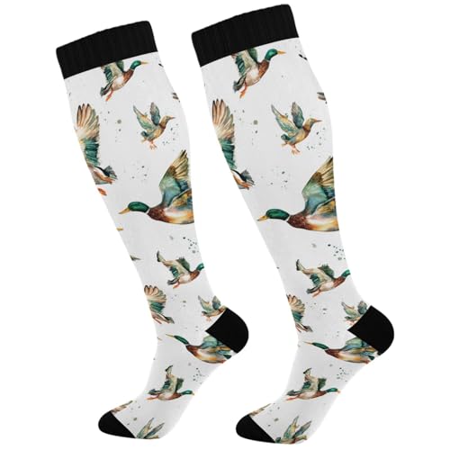 Image of Pigsaly Womens Compression Socks Yellow Stars Funny Brown Capybara Knee High Socks Athletic Tube Sock Outdoor Sport Socks