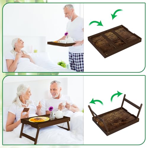 Image of Bamboo Bed Tray Tables with Device Stands, Large, 2-Pack | Two FSC-certified bamboo bed trays with folding legs and removable device stands for meals, laptops, reading and serving.