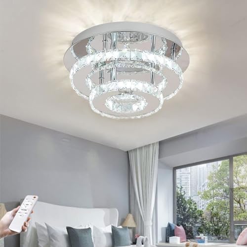 Plafonnier pendentif en cristal LED blanc avec gestion d'intensité à distance
