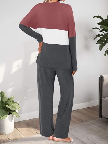 Magritta Lounge Sets for Womens 2 Piece Outfits Crewneck Long Sleeve Tops Wide Leg Pants Casual Travel Sweatsuit4