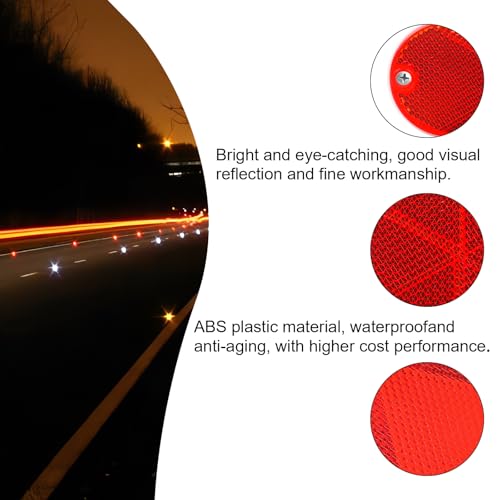Image of 10 Pack 4.5 Inch Red Screw on Reflectors, DOT SAE Approval Road Safety Fence Gate Posts Rear Reflectors for Mailboxes Driveway Trailer Caravan Tunnels Truck Tractor Boat Lorry Motorcycle
