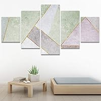 SIGNWIN 5 Panel Canvas Wall Art Modern Art Contemporary Dramatic Geometric Mixed Media Multicolor Patterns for Home Decorations Ready to Hang - 60